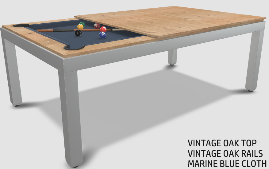 Aramith Fusion Dining/Pool Table with Dining Top, 7' Grey Powdercoat Finish