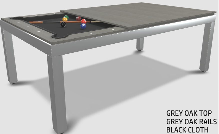 Aramith Fusion Dining/Pool Table with Dining Top, 7' Brushed Stainless Steel Finish
