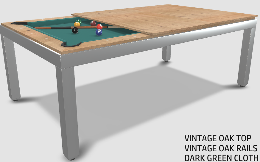 Aramith Fusion Dining/Pool Table with Dining Top, 7' Brushed Stainless Steel Finish