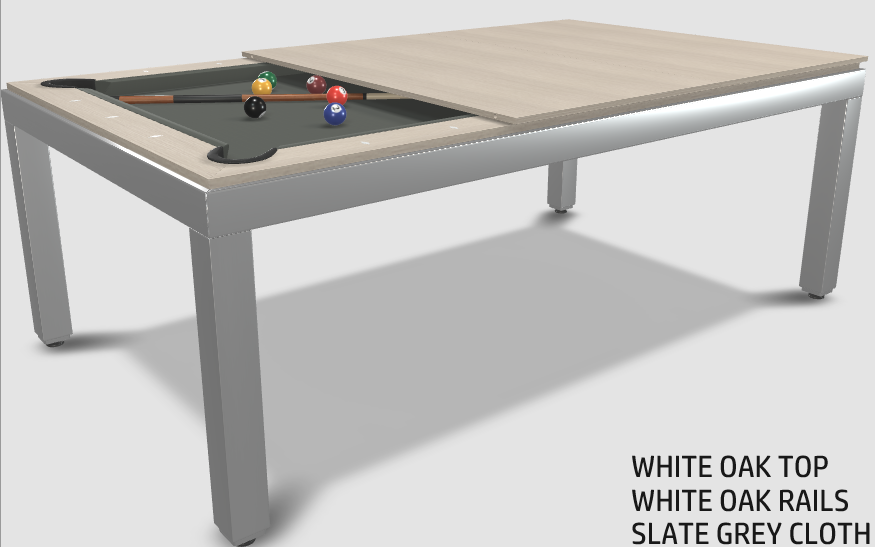 Aramith Fusion Dining/Pool Table with Dining Top, 7' Brushed Stainless Steel Finish