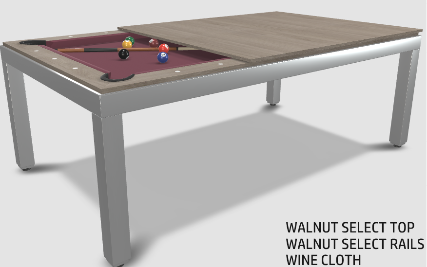 Aramith Fusion Dining/Pool Table with Dining Top, 7' Brushed Stainless Steel Finish