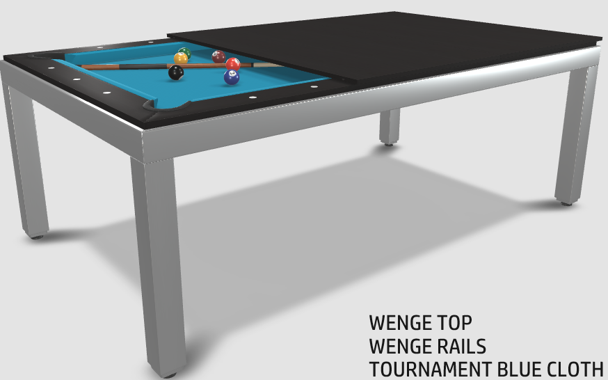 Aramith Fusion Dining/Pool Table with Dining Top, 7' Brushed Stainless Steel Finish