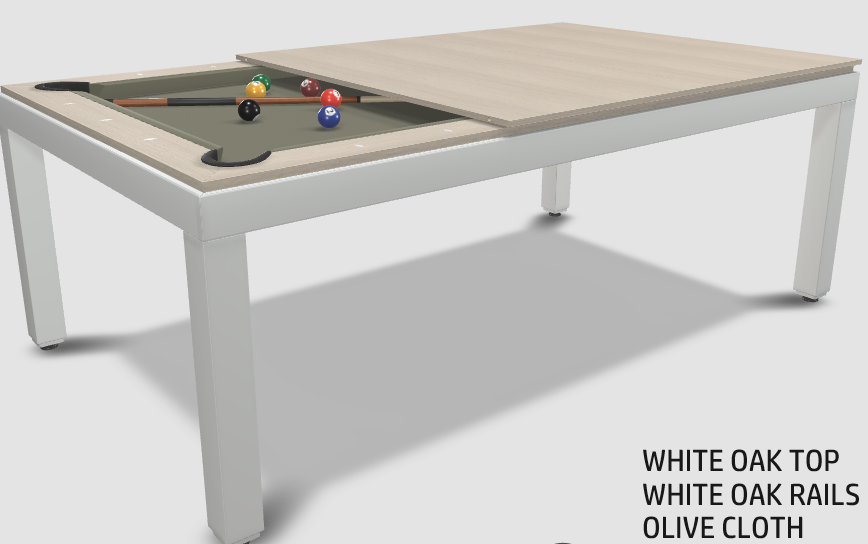 Aramith Fusion Dining/Pool Table with Dining Top, 7' White Powdercoat Finish