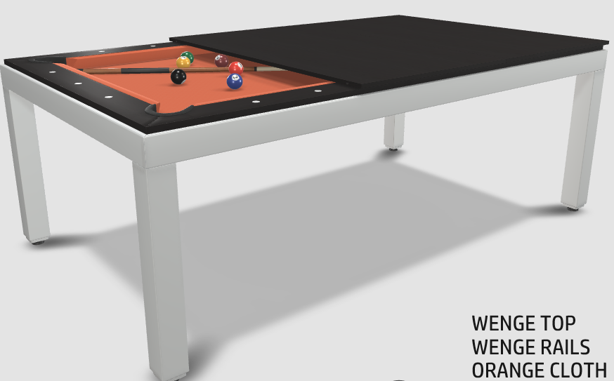 Aramith Fusion Dining/Pool Table with Dining Top, 7' White Powdercoat Finish